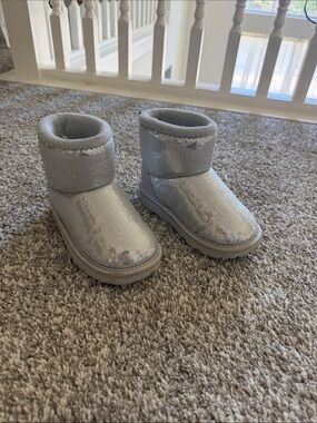 UGG Kids Silver Sequin Short Boots